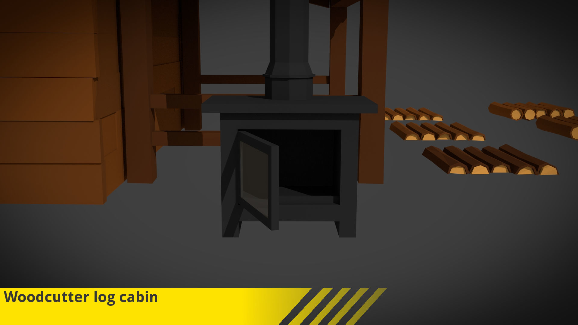 Woodcutter log cabin Low-poly 3D model_5