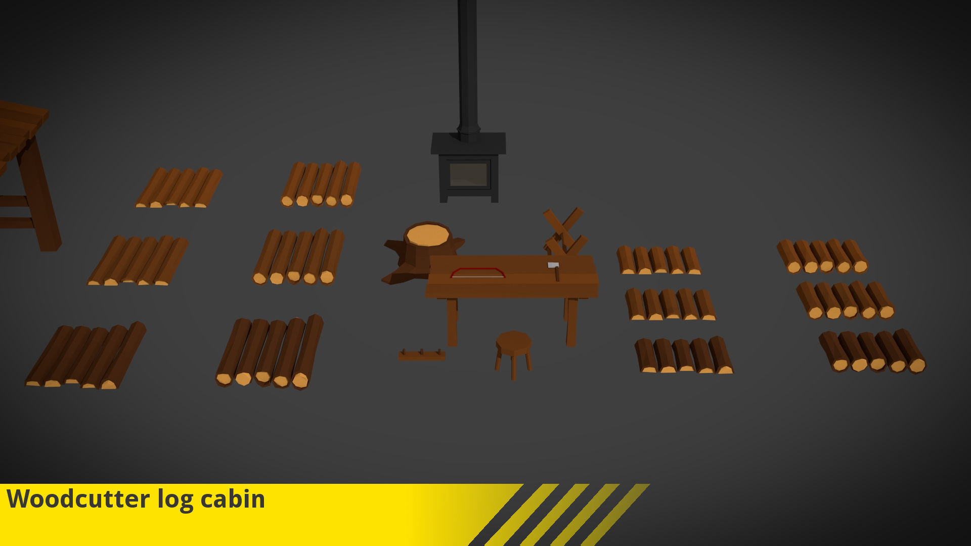 Woodcutter log cabin Low-poly 3D model_6