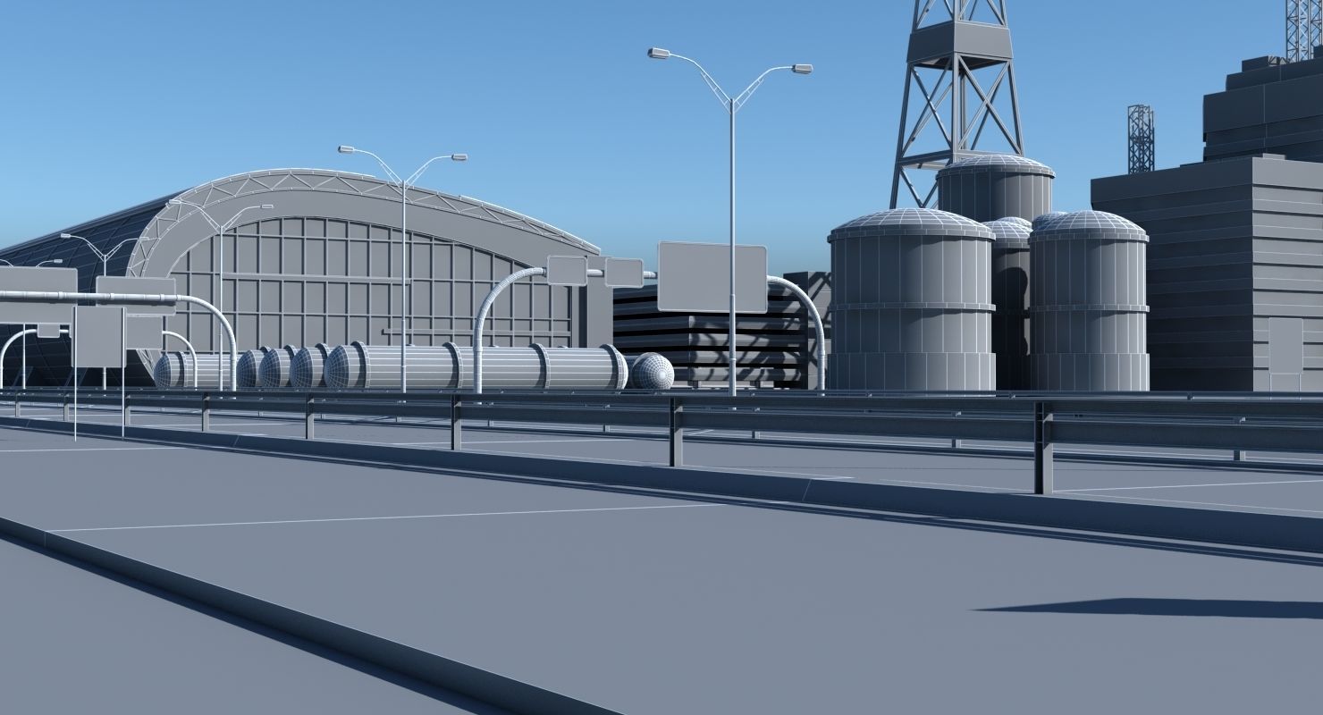 3D Airport with buildings and runway 3D model_13
