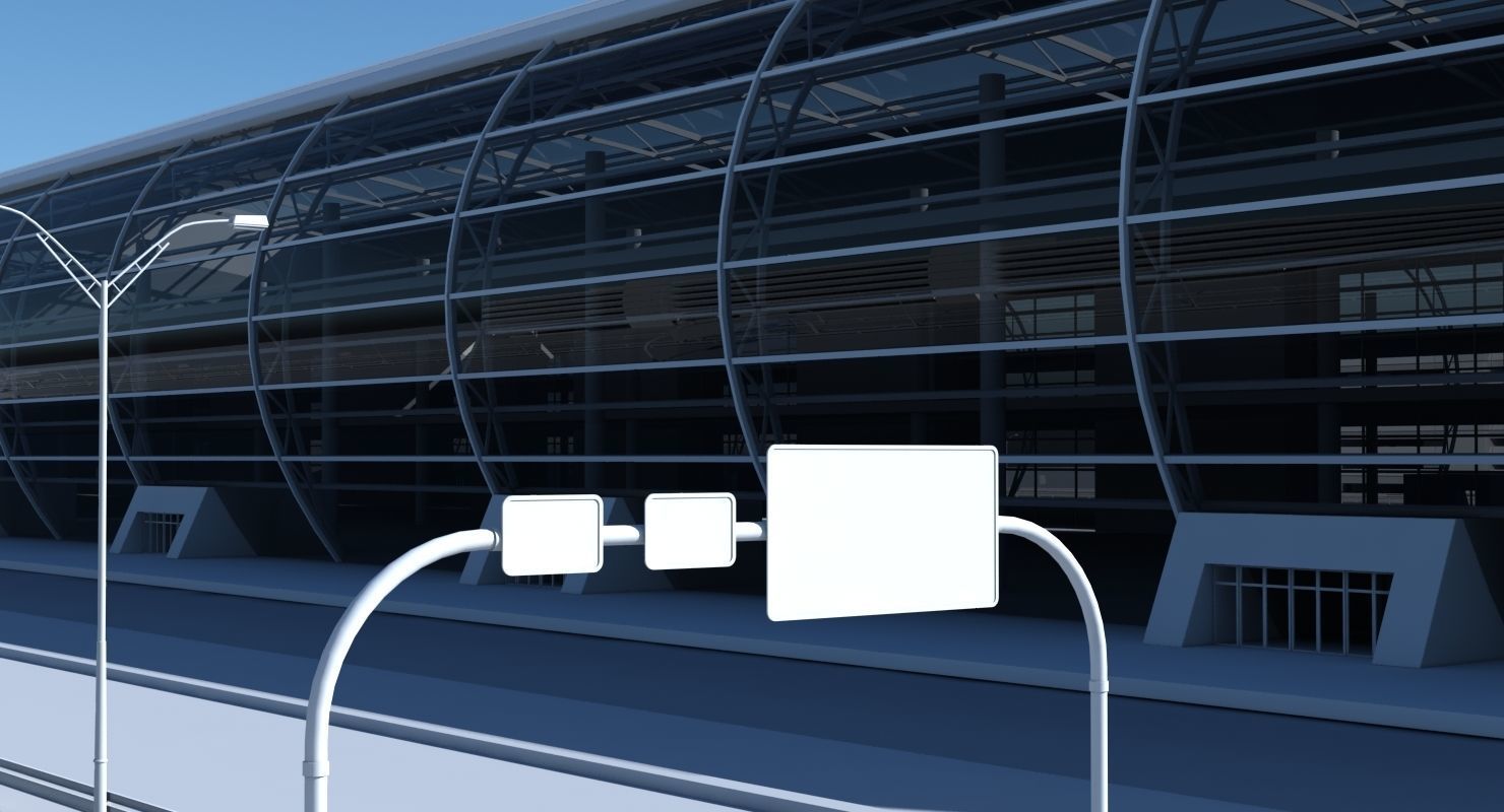 3D Airport with buildings and runway 3D model_11