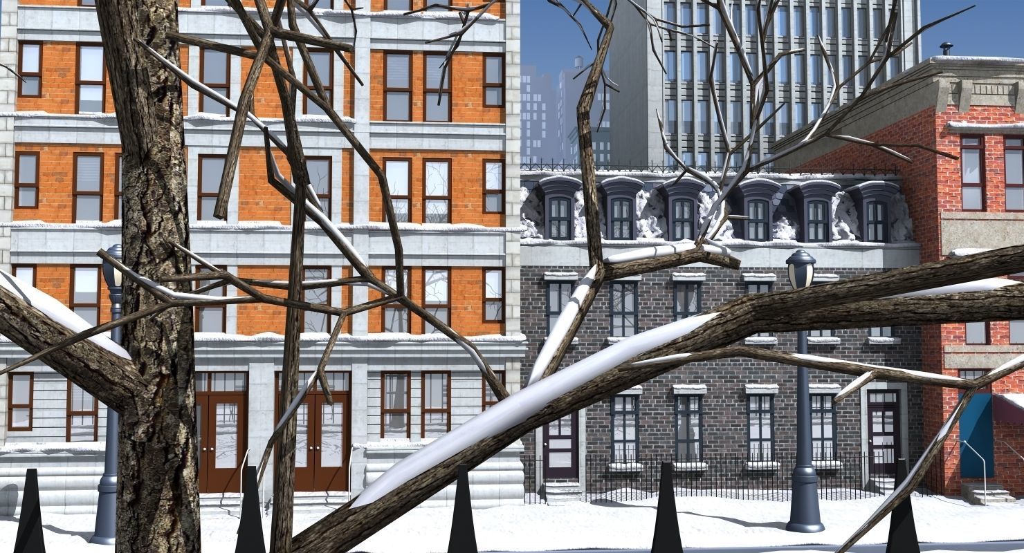 3D Street Day Snow 3D model_2