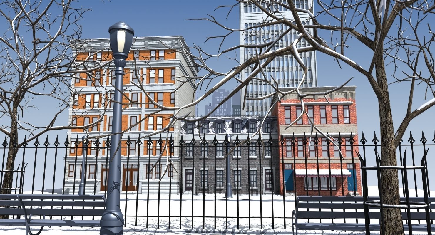 3D Street Day Snow 3D model_3