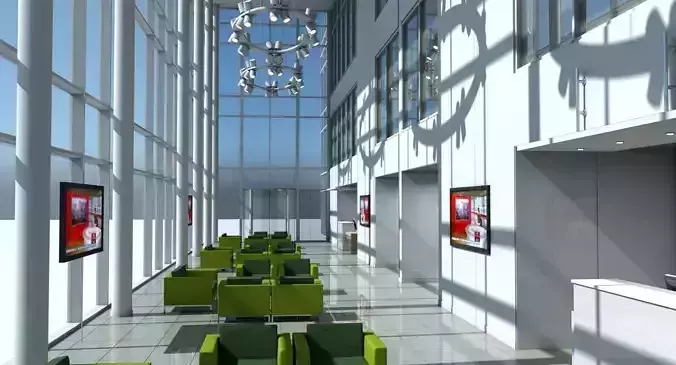 3D Office Entrance Reception