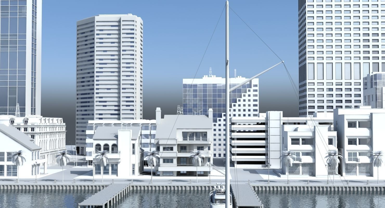 3d City Port 3D model_4