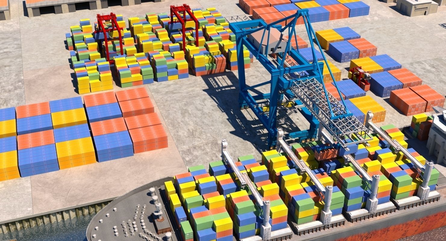 3D  Cargo Dockyard 3D model_3