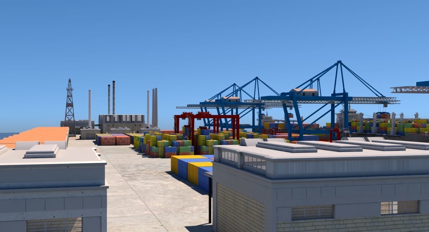 3D  Cargo Dockyard 3D model_2