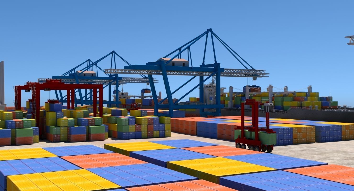 3D  Cargo Dockyard 3D model_11