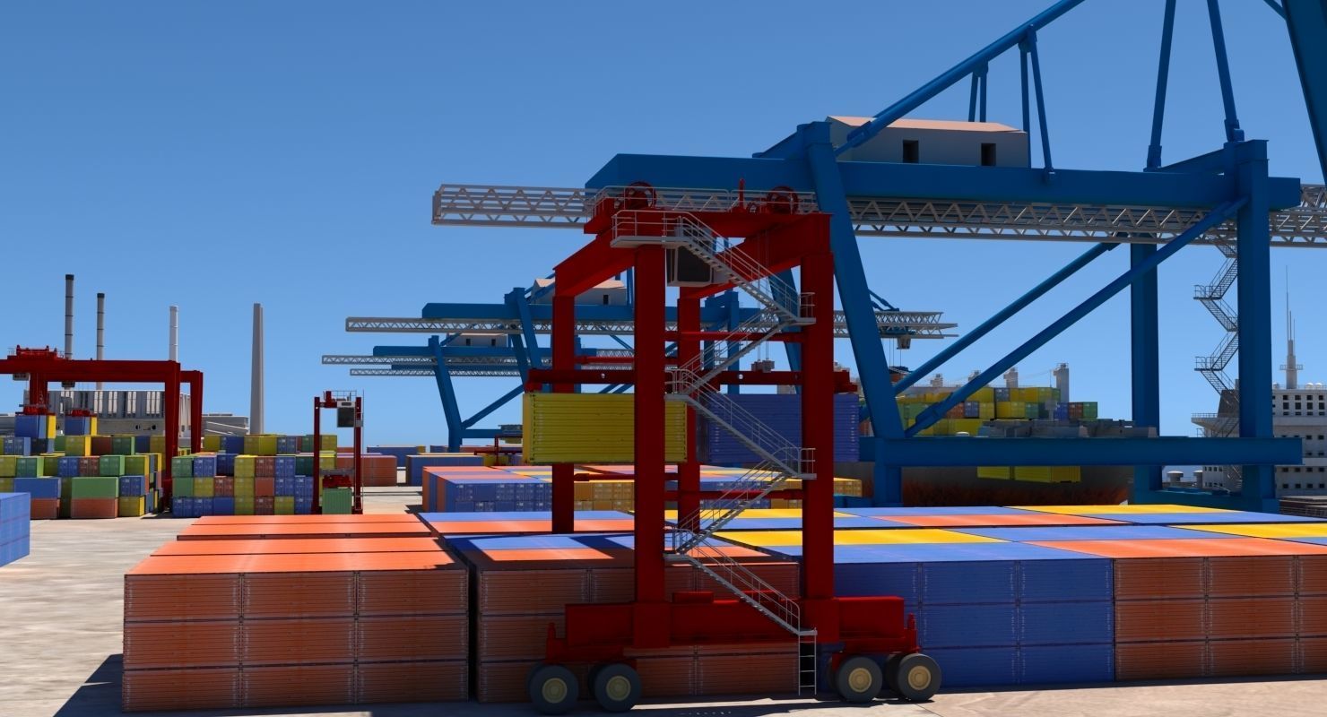 3D  Cargo Dockyard 3D model_16