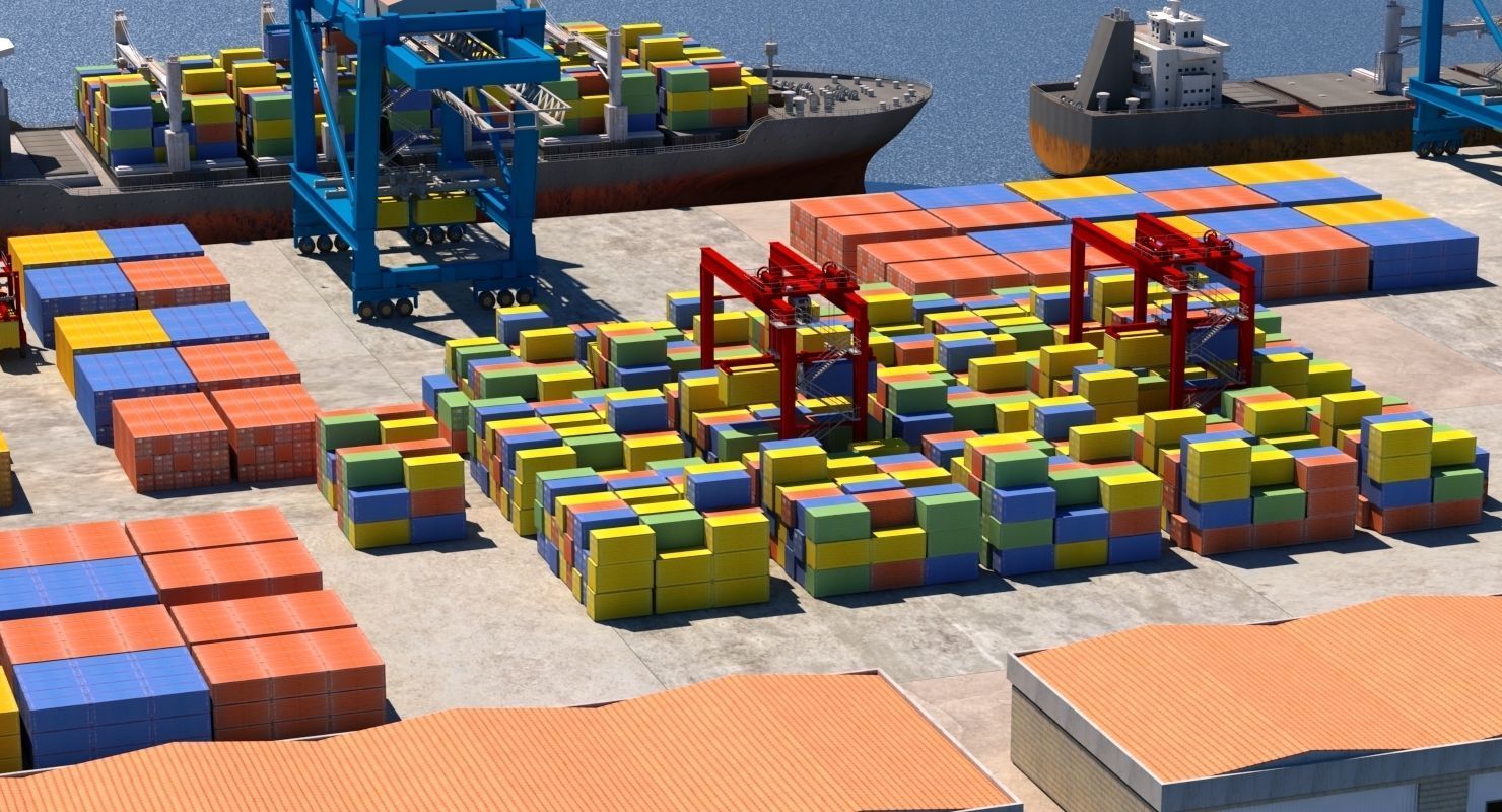3D  Cargo Dockyard 3D model_14