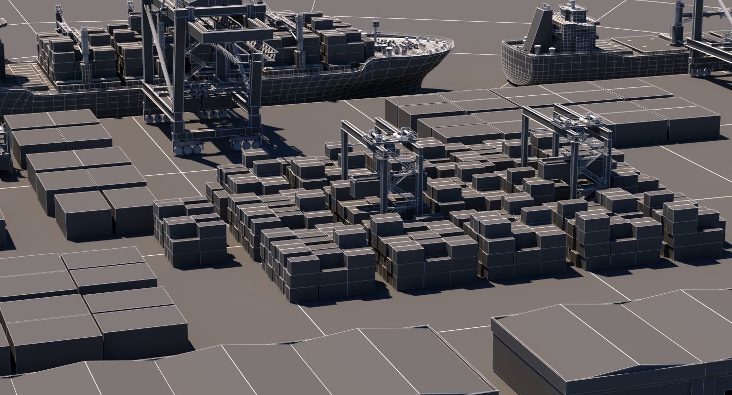 3D  Cargo Dockyard 3D model_8