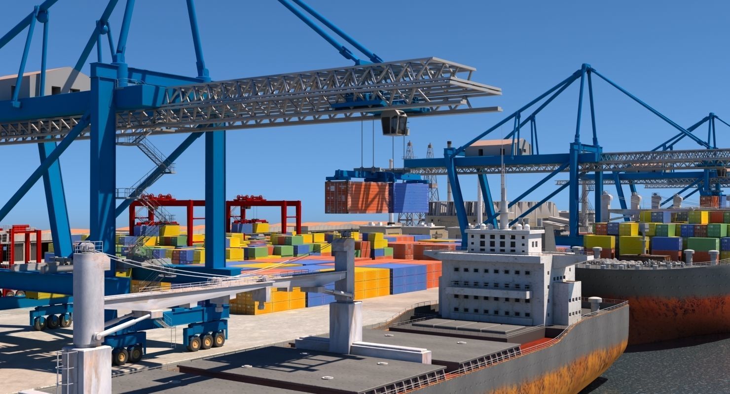 3D  Cargo Dockyard 3D model_12