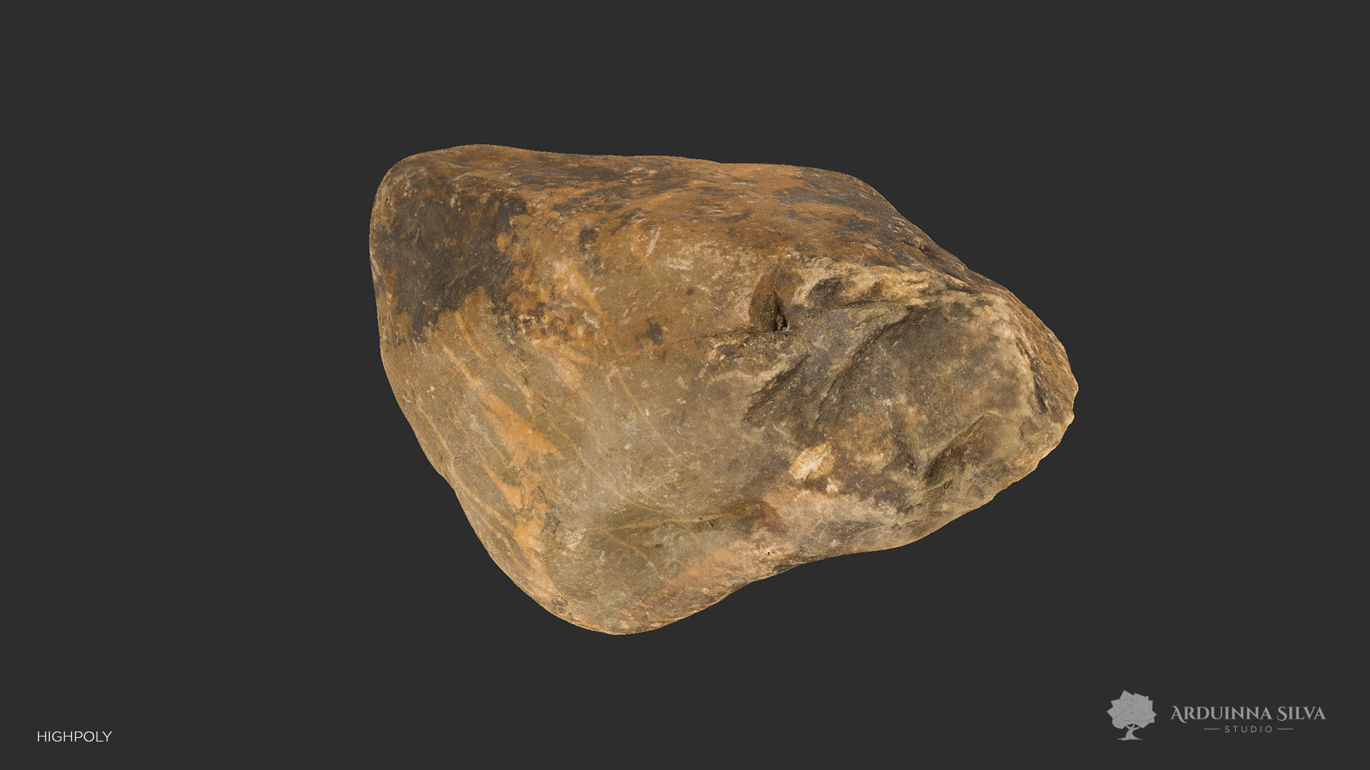 River rock 003 - Photogrammetry Low-poly 3D model_4