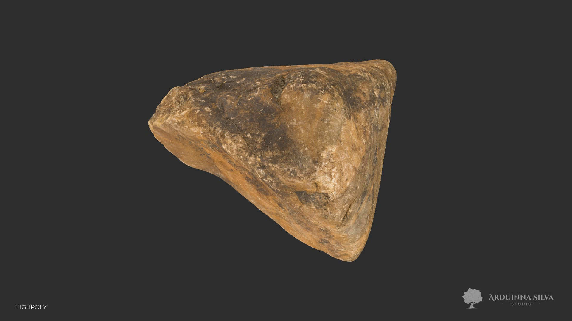 River rock 003 - Photogrammetry Low-poly 3D model_3