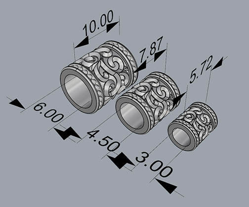 CHARMS three gold plated rings 3D print model_2