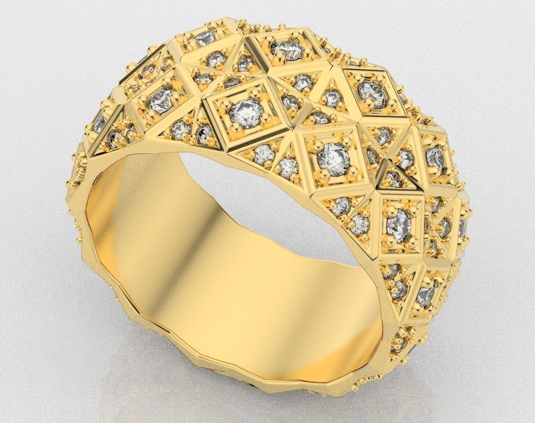 Exclusive ring with a crystal surface 391 3D print model_1