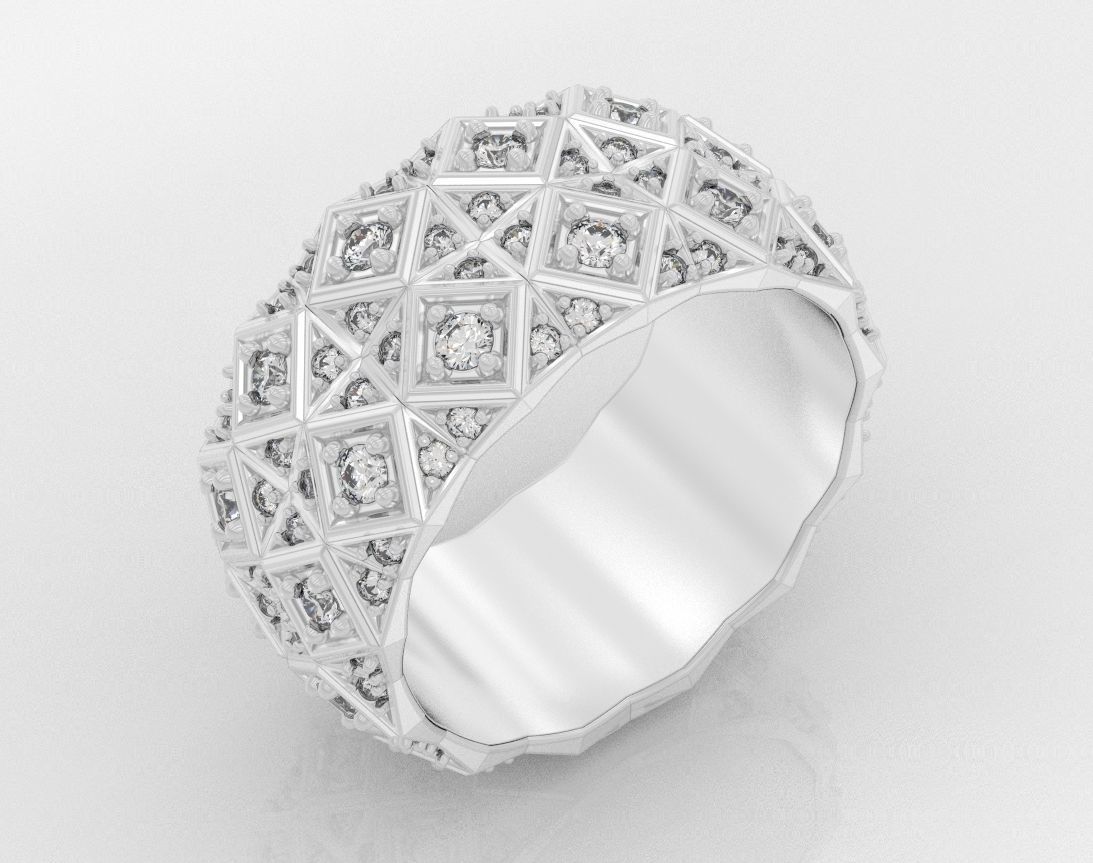 Exclusive ring with a crystal surface 391 3D print model_6