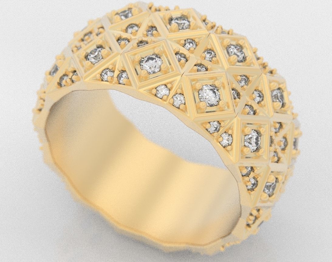 Exclusive ring with a crystal surface 391 3D print model_5