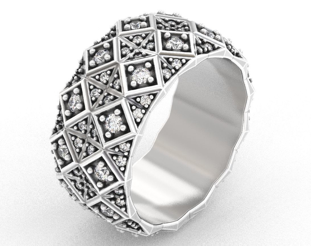 Exclusive ring with a crystal surface 391 3D print model_7