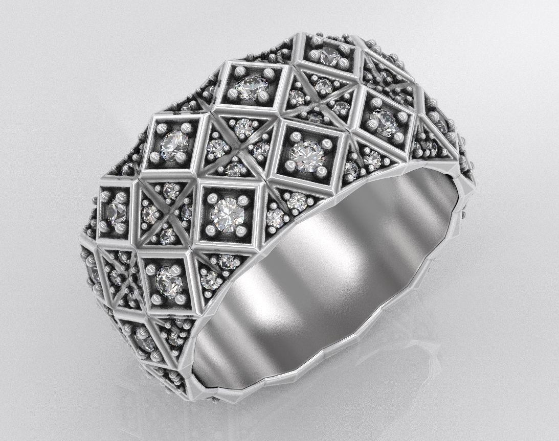 Exclusive ring with a crystal surface 391 3D print model_4