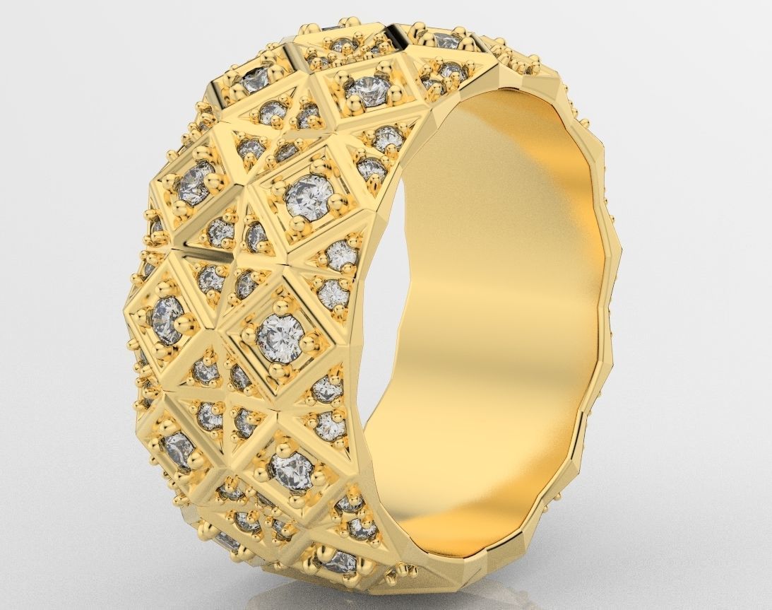 Exclusive ring with a crystal surface 391 3D print model_3