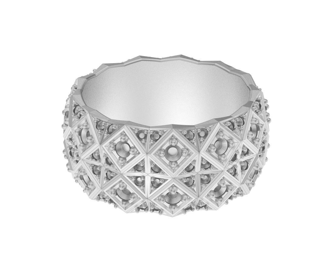 Exclusive ring with a crystal surface 391 3D print model_9