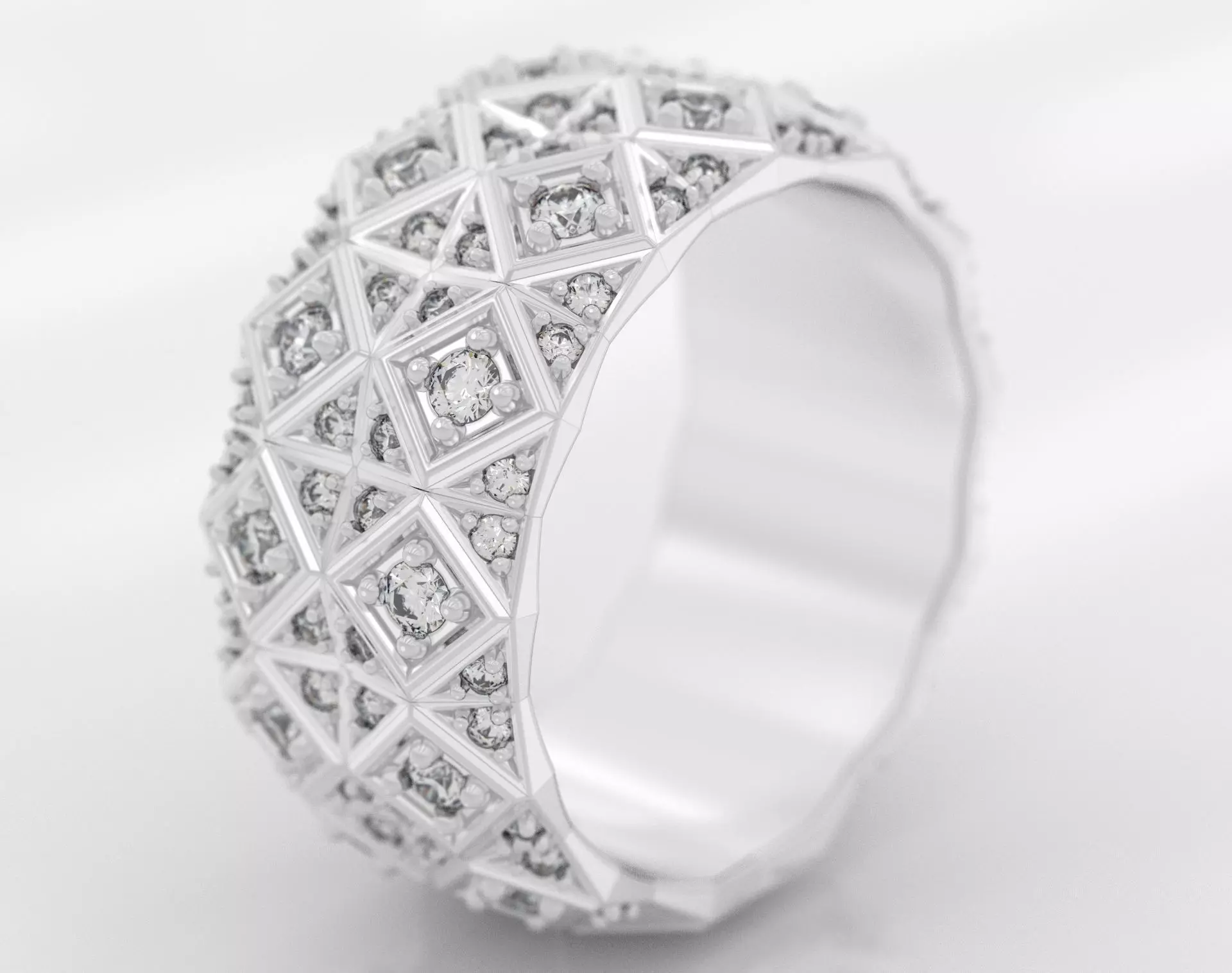 Exclusive ring with a crystal surface 391 3D print model_0