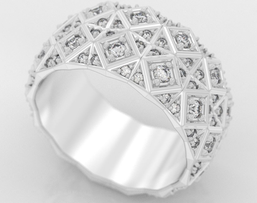Exclusive ring with a crystal surface 391 3D print model_2