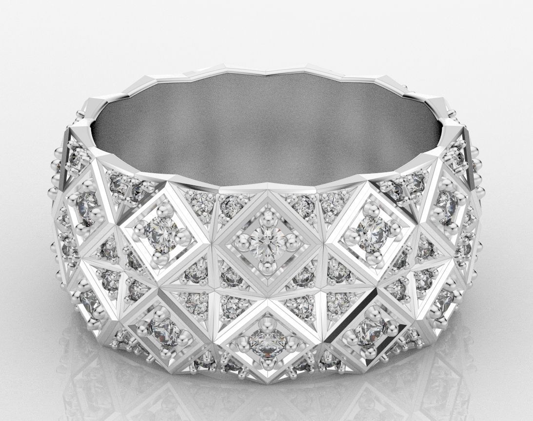 Exclusive ring with a crystal surface 391 3D print model_8