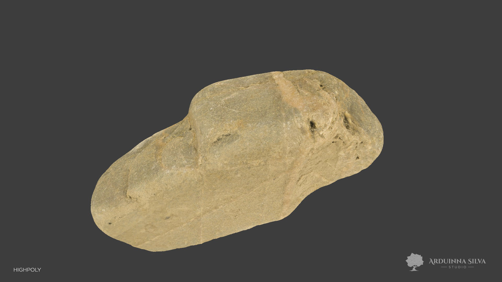River rock 005 - Photogrammetry Low-poly 3D model_4