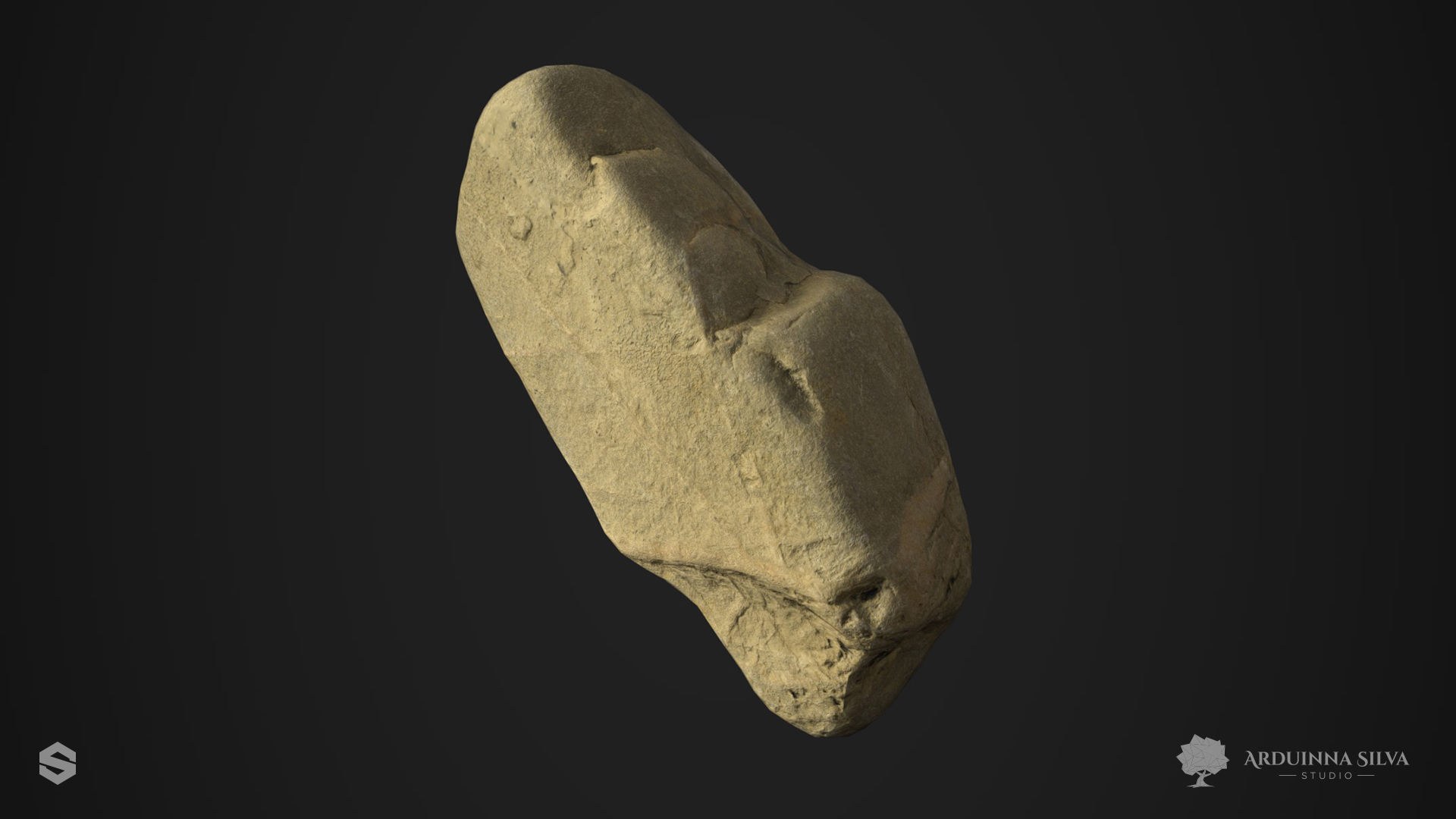 River rock 005 - Photogrammetry Low-poly 3D model_3