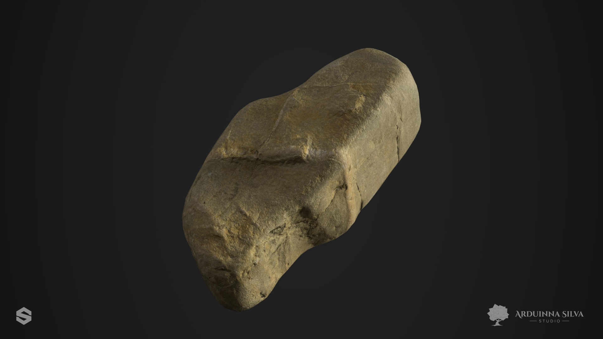 River rock 005 - Photogrammetry Low-poly 3D model_2
