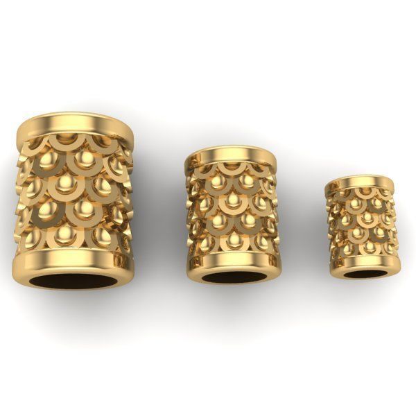 CHARMS three gold plated tube rings 3D print model_1