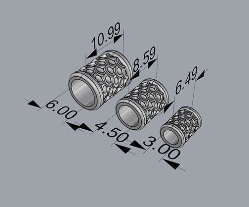 CHARMS three gold plated tube rings 3D print model_2