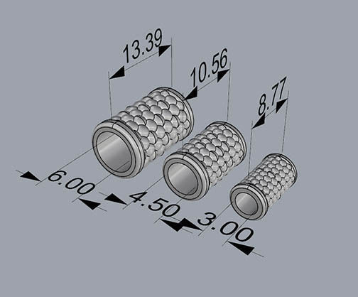 CHARMS three gold - plated cylindrical rods 3D print model_2
