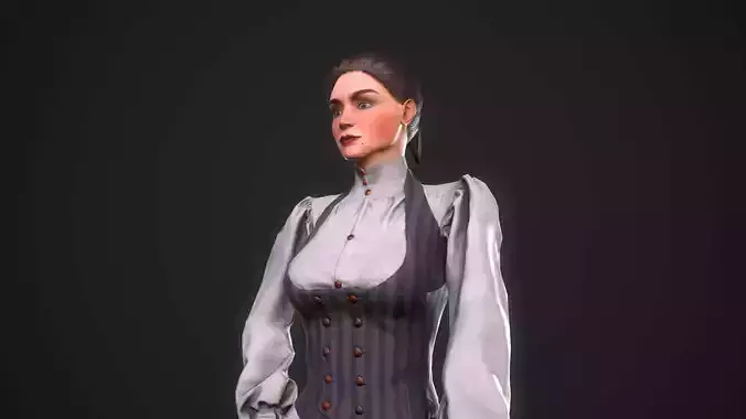 Steampunk Girl Low-poly 3D model
