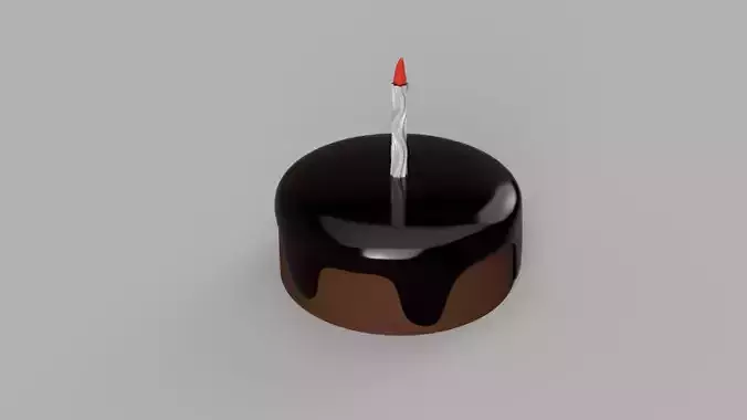 Cake with candle 3D print model