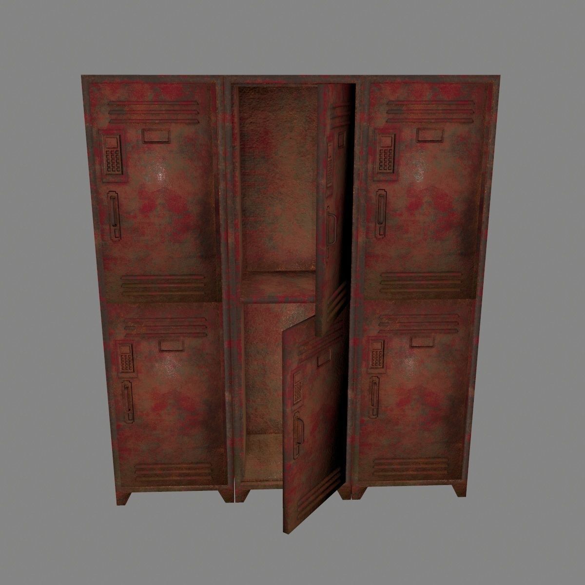 locker 1 rusty metal cabinet Low-poly 3D model_8