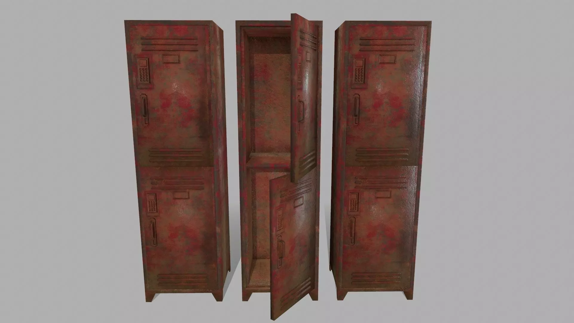 locker 1 rusty metal cabinet Low-poly 3D model_0