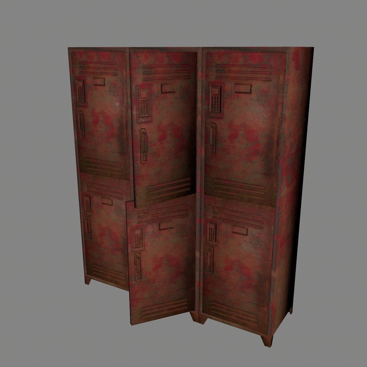 locker 1 rusty metal cabinet Low-poly 3D model_7
