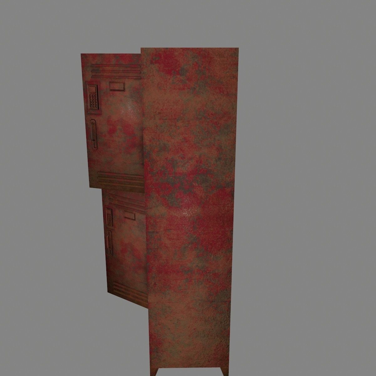 locker 1 rusty metal cabinet Low-poly 3D model_5