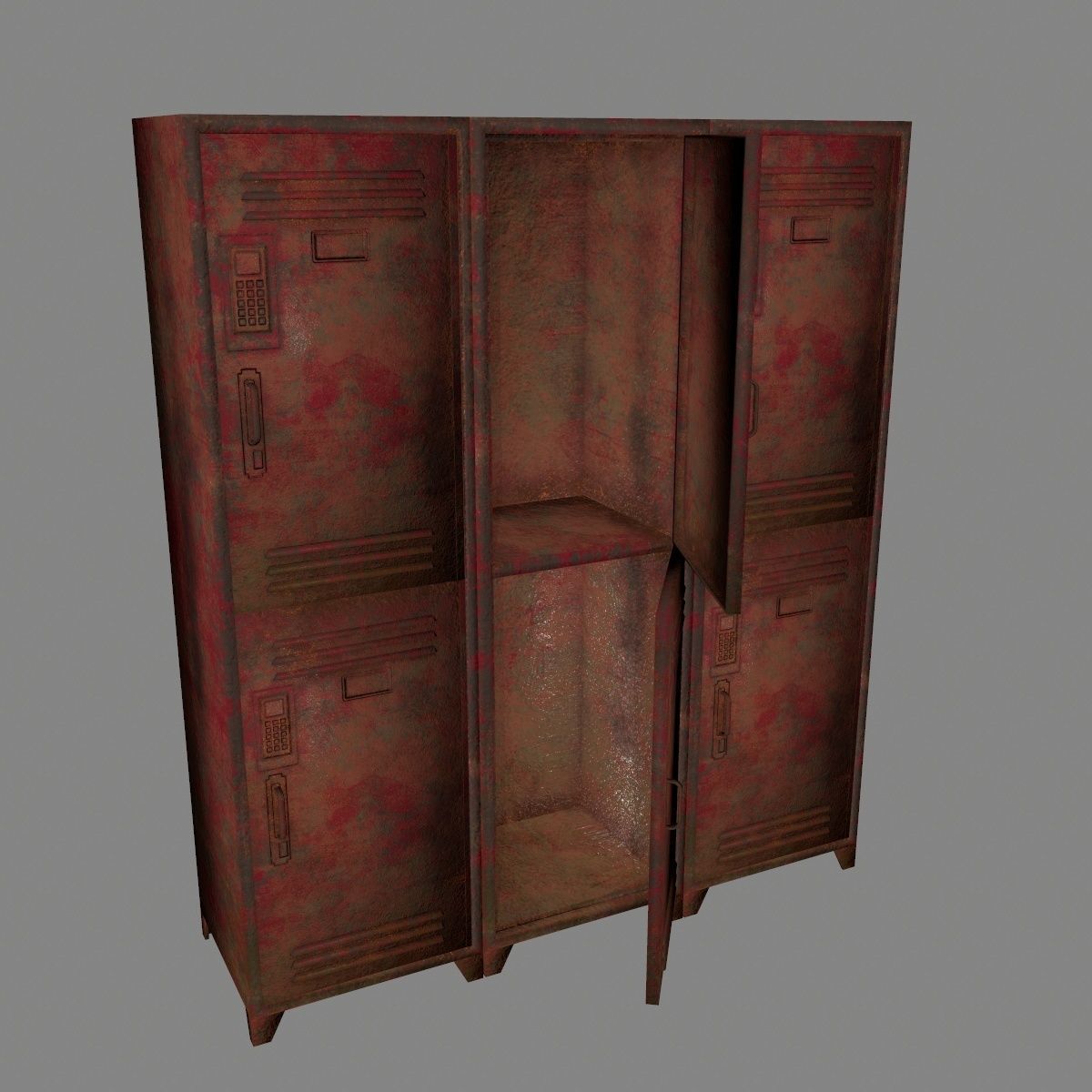 locker 1 rusty metal cabinet Low-poly 3D model_2