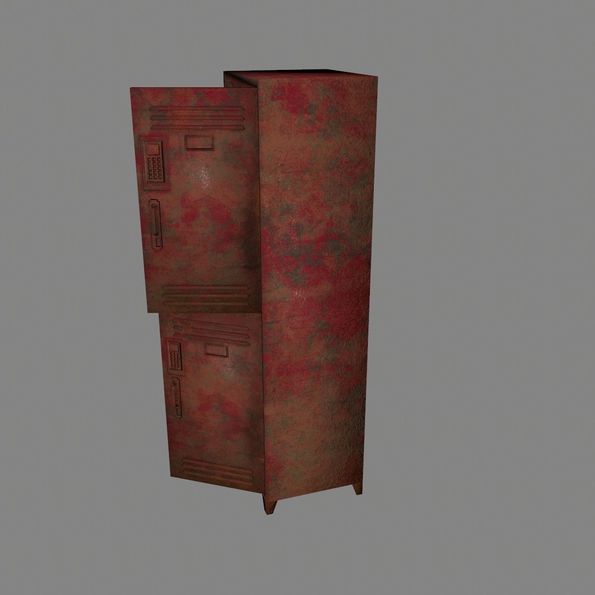 locker 1 rusty metal cabinet Low-poly 3D model_15