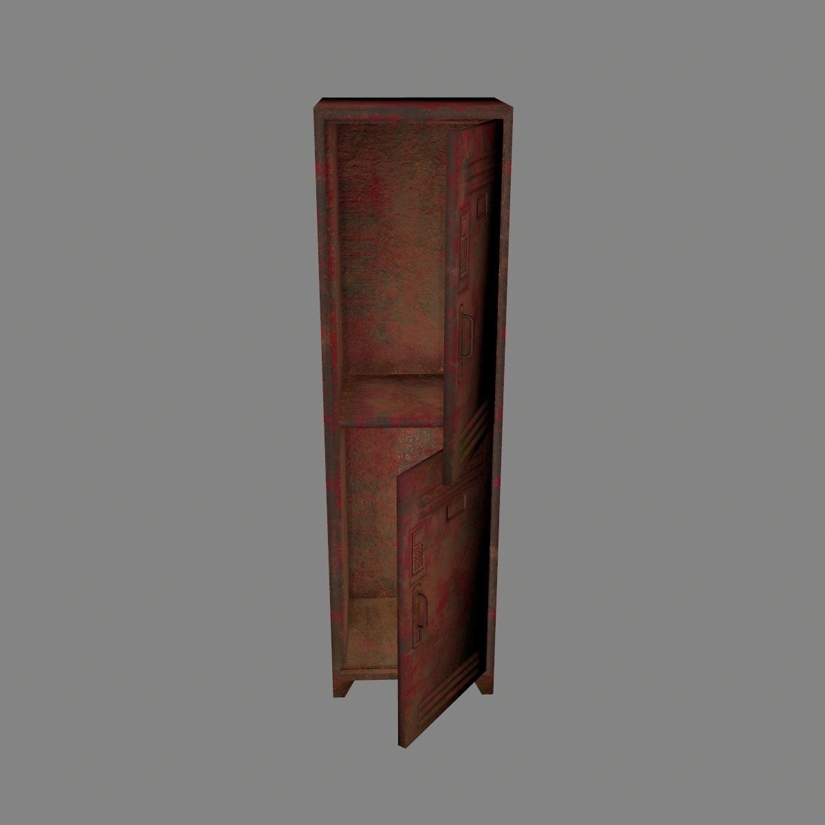 locker 1 rusty metal cabinet Low-poly 3D model_11