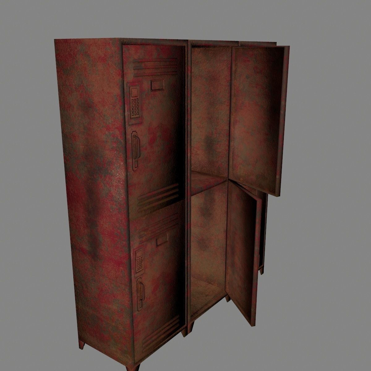 locker 1 rusty metal cabinet Low-poly 3D model_3