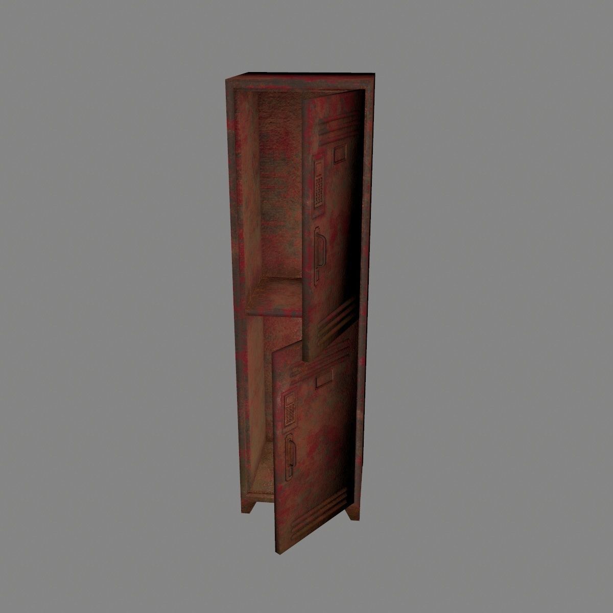 locker 1 rusty metal cabinet Low-poly 3D model_16