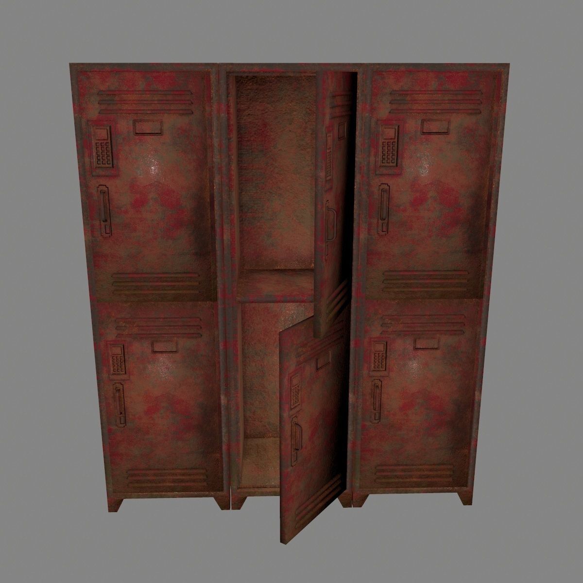 locker 1 rusty metal cabinet Low-poly 3D model_1
