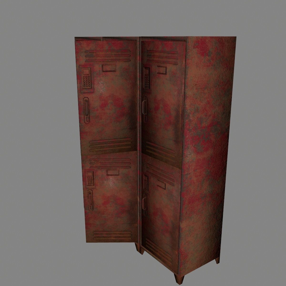 locker 1 rusty metal cabinet Low-poly 3D model_6