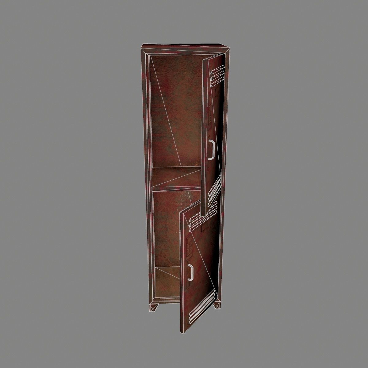 locker 1 rusty metal cabinet Low-poly 3D model_18