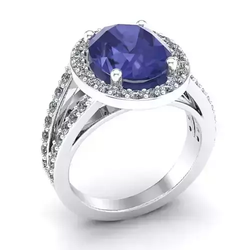 Wedding ring with blue diamond 059-d