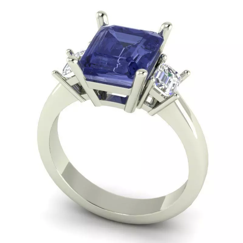 Ring with huge blue diamond 055-d 3D print model